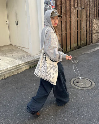Striped wide summer denim pants