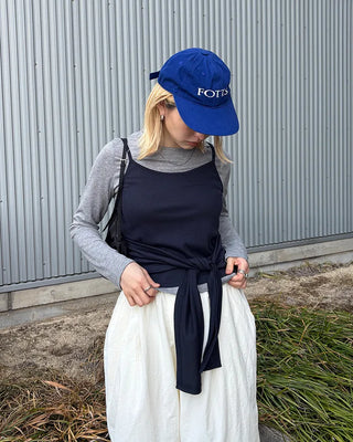 Waist tie camisole layered long-sleeve T-shirt