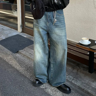 Vintage Wash Wide Denim Pants