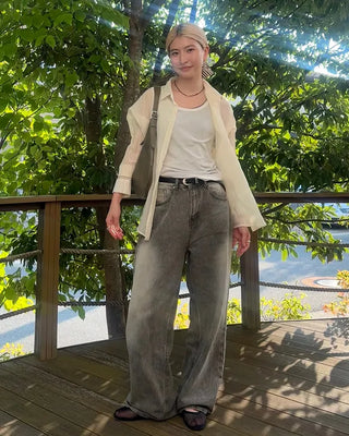 Wrinkle Sheer Loose Long Shirt