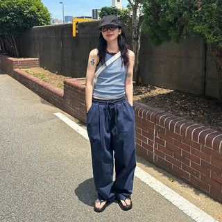 (Unisex) Casual Cotton Elastic Waist Pants