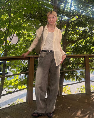 Wrinkle Sheer Loose Long Shirt