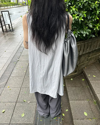 Bust-gathered mini dress