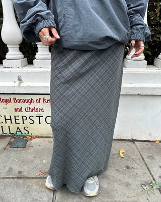 Checkered maxi skirt with drawstring waist
