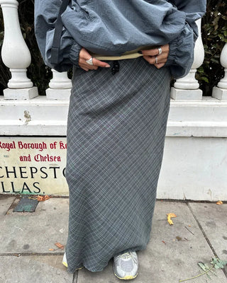 Checkered maxi skirt with drawstring waist