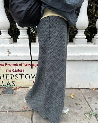 Checkered maxi skirt with drawstring waist