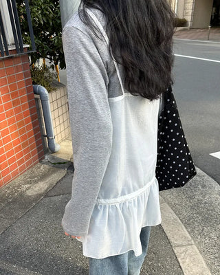 See-through camisole shirred dress