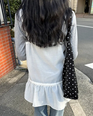 See-through camisole shirred dress