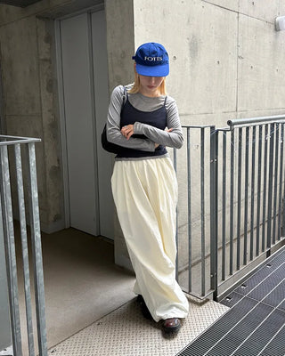Waist tie camisole layered long-sleeve T-shirt