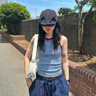 Two-tone striped sleeveless top