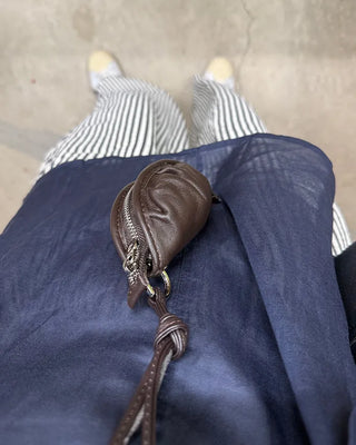 Gathered Mini Leather Shoulder Pouch