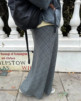 Checkered maxi skirt with drawstring waist
