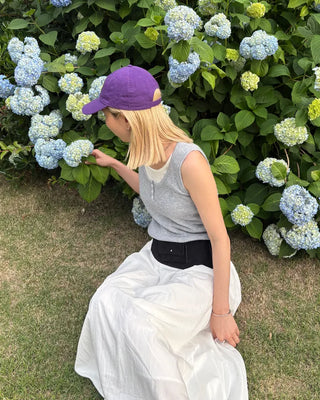 Elastic waist flared maxi skirt