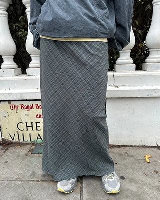 Checkered maxi skirt with drawstring waist