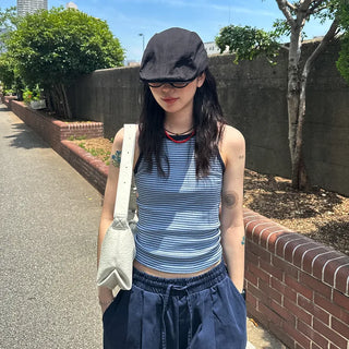 Two-tone striped sleeveless top