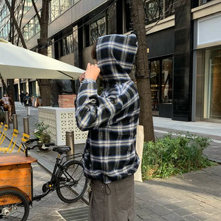 (Unisex) String Check Zip-Up Hoodie