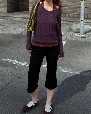 Striped leggings bootcut pants