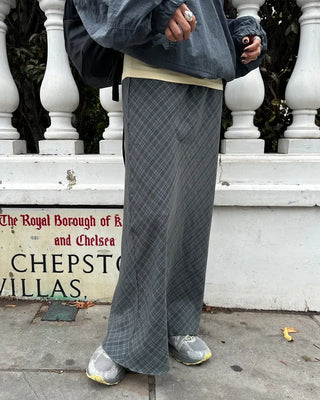 Checkered maxi skirt with drawstring waist