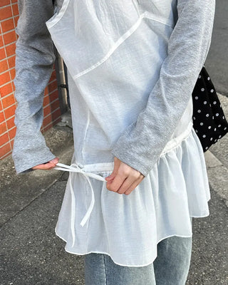 See-through camisole shirred dress