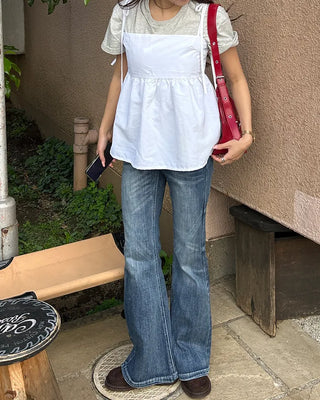 Unique Whisker Wash Flare Denim Pants