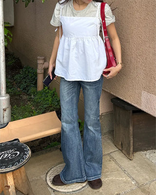 Back shoelace peplum camisole