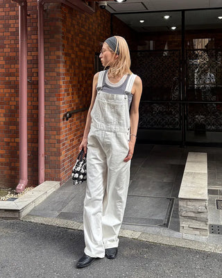 Kangaroo pocket cotton wide overalls
