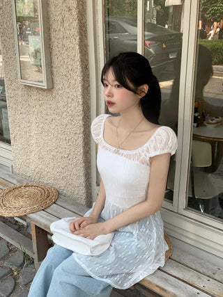 Flower sheer layered dress