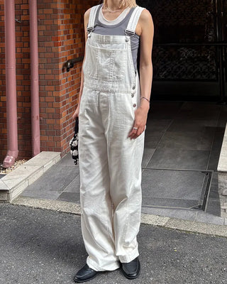 Kangaroo pocket cotton wide overalls