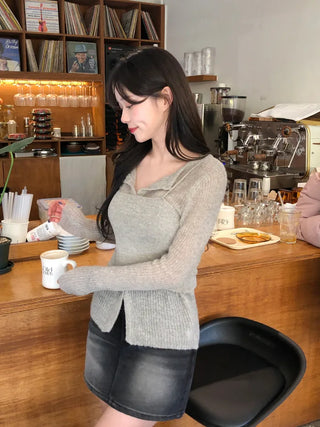 [2pcs] Sleeveless Cardigan Set