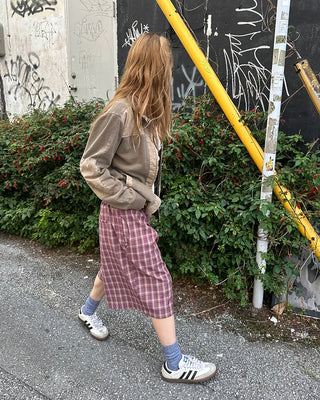 (ORIGINAL) Tartan Check Half Wide Easy Pants