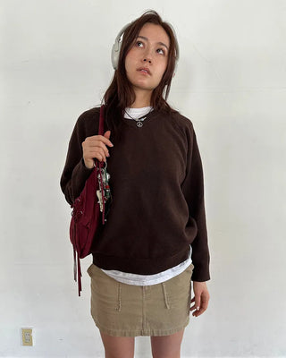 (Unisex) V-neck raglan high-gauge knit