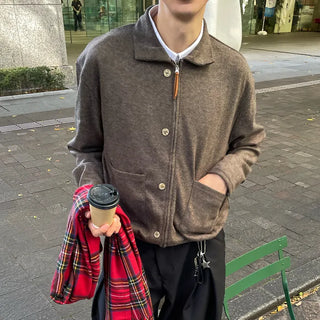Colored zip-up cardigan