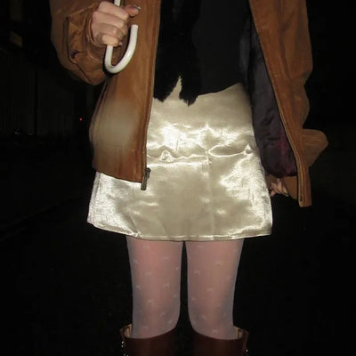 Satin mini skirt