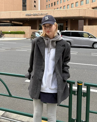 Neck Button Rib Knit Balaclava