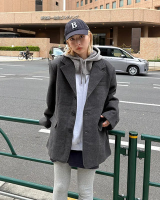 Neck Button Rib Knit Balaclava