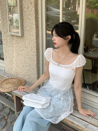 Flower sheer layered dress