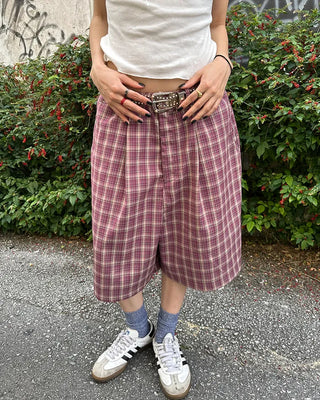 (ORIGINAL) Tartan Check Half Wide Easy Pants