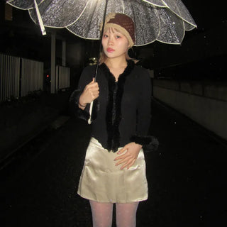 Satin mini skirt