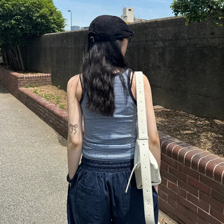 Two-tone striped sleeveless top