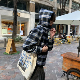 (Unisex) String Check Zip-Up Hoodie
