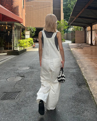 Kangaroo pocket cotton wide overalls