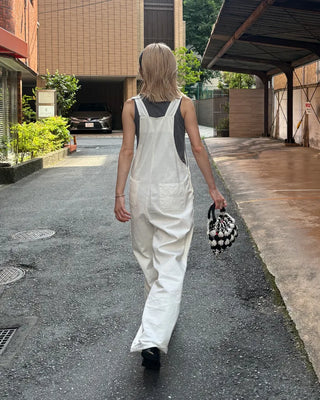 Kangaroo pocket cotton wide overalls