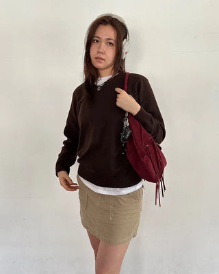 (Unisex) V-neck raglan high-gauge knit