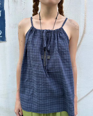 Checked Shirred Camisole