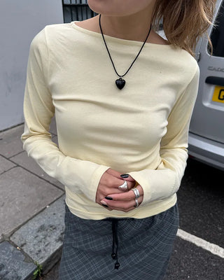 Slashed Neck Long T-Shirt