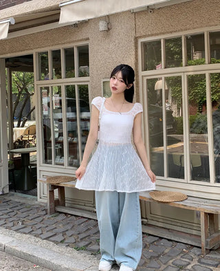 Flower sheer layered dress
