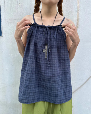 Checked Shirred Camisole