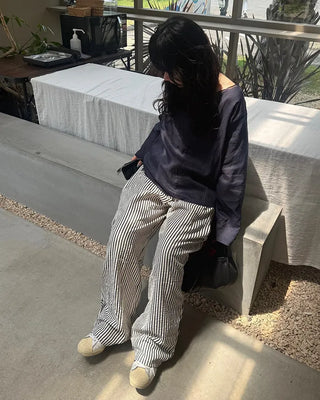 2-Way Center Seam Strap Linen Blouse