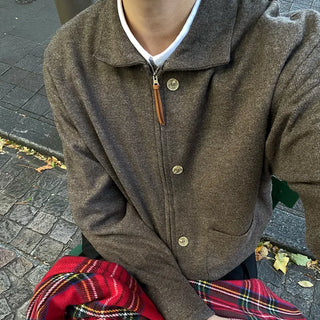 Colored zip-up cardigan