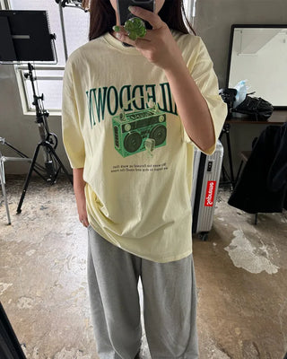 Camera print short-sleeved T-shirt
